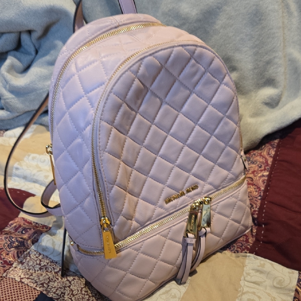 Michael Kors Rhea Quilted Light Pink Backpack